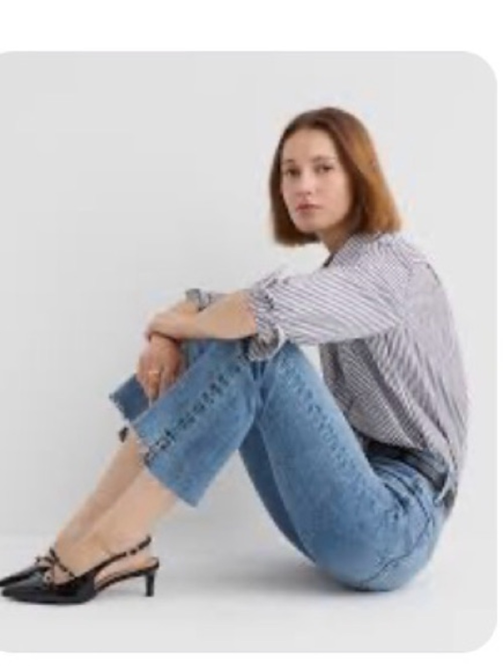 LOFT Cropped Ankle Straight Leg Jeans in Light Blue